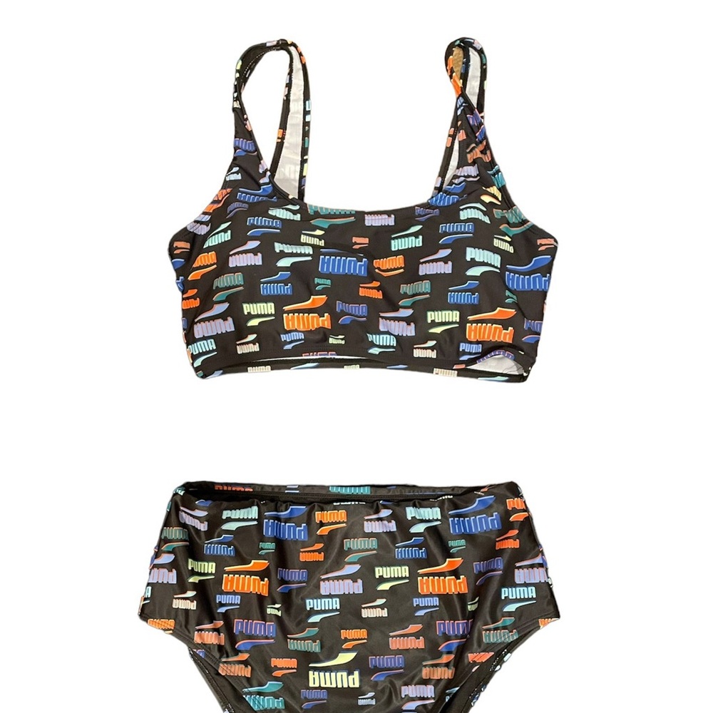 Two-piece Bikini, Puma Bikini Set, Multi Color Bikini Set, Black Bikin, XXL